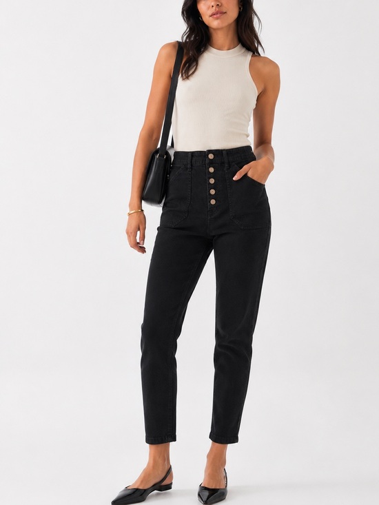 Wilfred Denim - Aritzia Wilfred Free High-Rise Utility Straight Leg Jeans/Pant- Black / Size 4